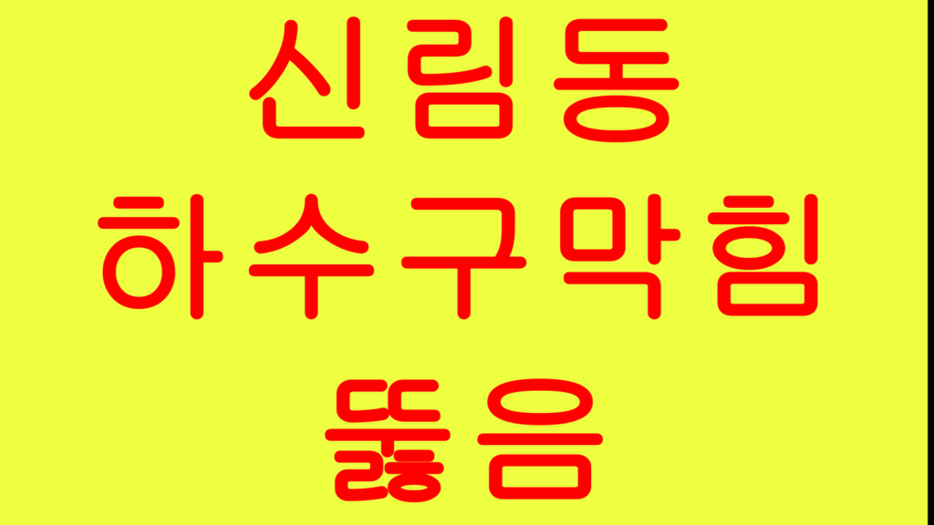 신림동 하수구막힘 뚫음